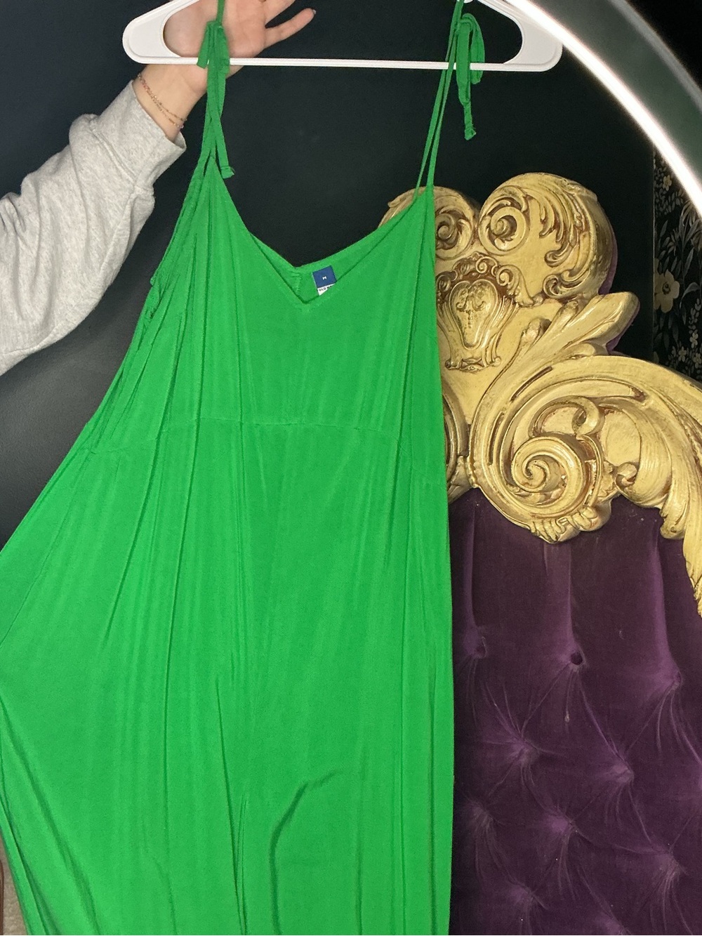 Old Navy Bright Green Maxi Jumpsuit with Tie Straps